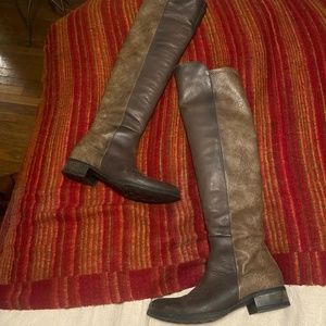 Leather knee high pull on brown/tan boots from Sundance, Euro 39